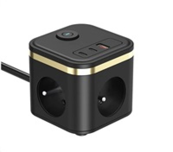 Viking síťový adaptér YC33, 3x 230 V, 1x USB-A, 2x USB-C, tlačítko ON/OFF, délka 1,4 m, černá?v=1747219150