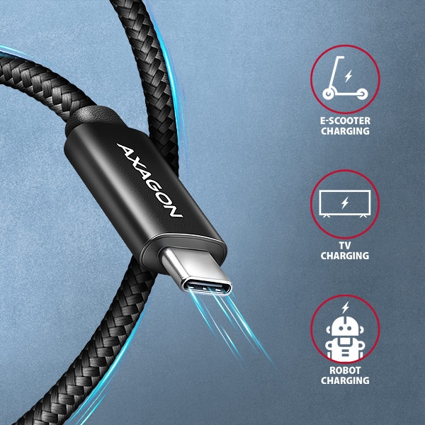 AXAGON BUCM4X-CM10AB NewGEN+ kabel USB-C <-> USB-C, 1m, USB4 Gen 3×2, PD 240W 5A, 8K HD, ALU, oplet, černý