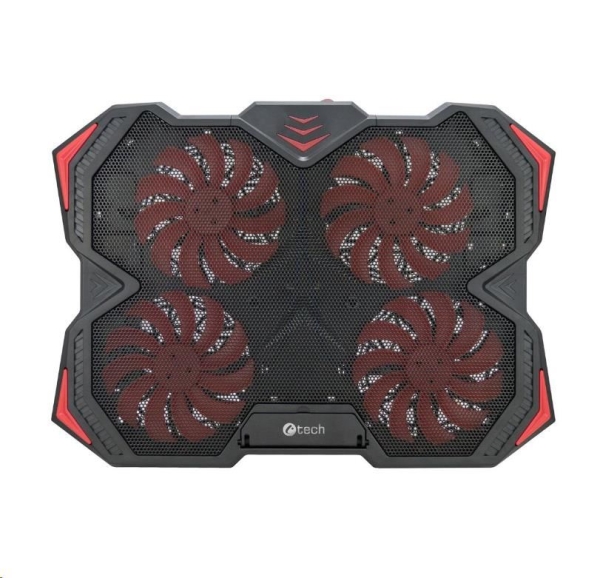 Chladící podložka C-TECH Zefyros (GCP-01R), casual gaming, 17,3'', červené podsvícení, regulace otáče