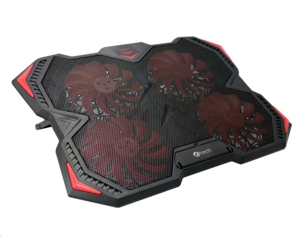 Chladící podložka C-TECH Zefyros (GCP-01R), casual gaming, 17,3'', červené podsvícení, regulace otáče