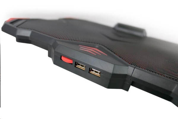 Chladící podložka C-TECH Zefyros (GCP-01R), casual gaming, 17,3'', červené podsvícení, regulace otáče