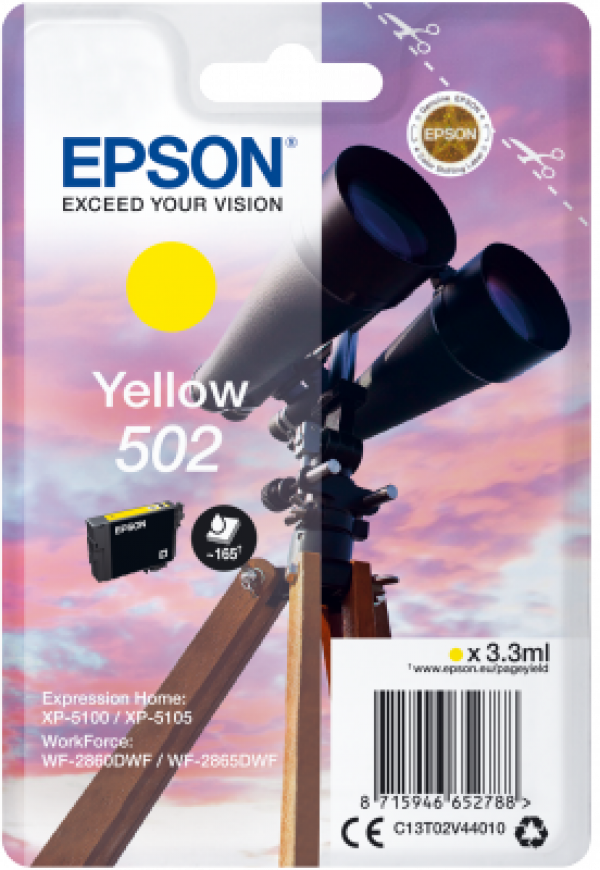 Náplň Epson 502, C13T02V44010 žlutá blistr
