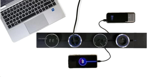 Viking zásuvkový modul A30, zásuvka 230 V, stříbrno-černá