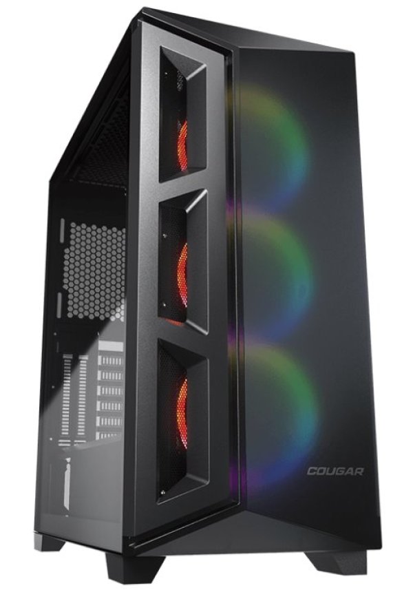 COUGAR PC skříň DARK BLADER X5 Black Mid Tower Plastic with Mesh Front Panel 1 x ARGB Fan 4mm TG Left Panel