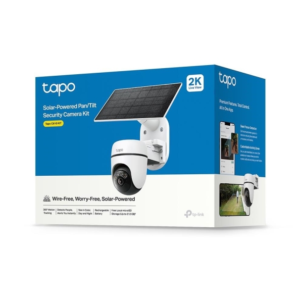 TP-Link Tapo C610 KIT venkovní kamera, solární panel (3MP, 2K, 1296p, IR 10m, WiFi, micro SD card, IP65)