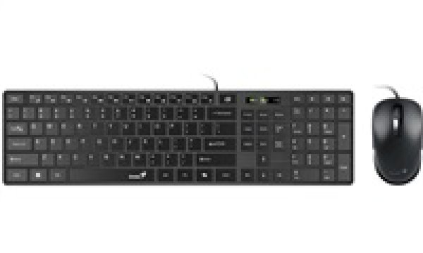Genius SlimStar C126 COPILOT, sada klávesnice s optickou myší, CZ/SK, drátová (USB), černá, nízkoprofilová