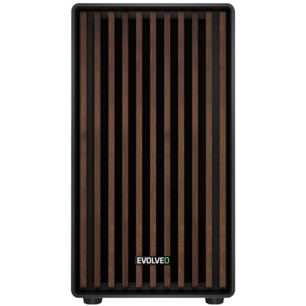 EVOLVEO Panthera, skříň mATX, 3x ARGB ventilátor 120mm, dřevěný přední panel + skleněná bočnice