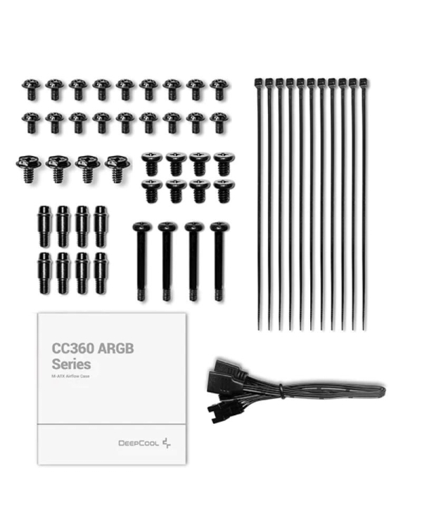 DEEPCOOL Case CC360 ARGB, mATX, Průhledná bočnice, 3x120mm Fan, černá