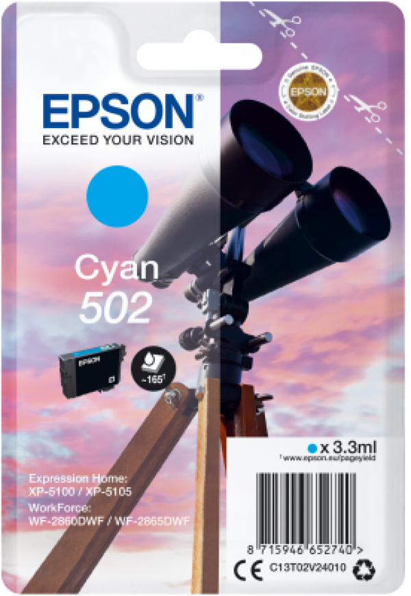 Náplň Epson 502, C13T02V24010 azurová blistr