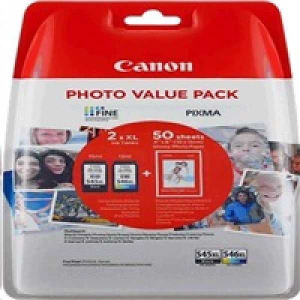 Sada náplní CANON PG-545XL + CL-546XL + 50x GP-501, 8286B006, 8286B011  černá + barevná (1x15/1x13ml)