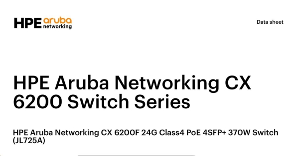 HPE Aruba Networking CX 6200F 24G Class4 PoE 4SFP+ 370W Switch JL725A RENEW