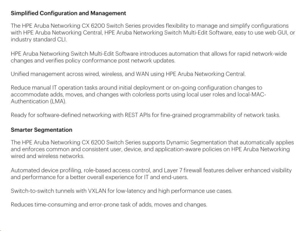 HPE Aruba Networking CX 6200F 24G Class4 PoE 4SFP+ 370W Switch JL725A RENEW