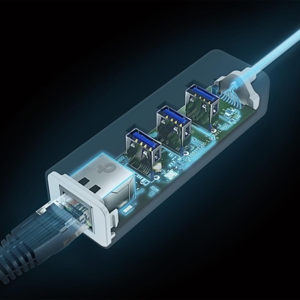 TP-Link UE330C USB-C/Ethernet síťový adaptérm USB hub (1xUSB3.0 -> 1xGbE, 3xUSB3.0)