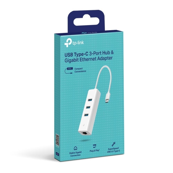 TP-Link UE330C USB-C/Ethernet síťový adaptérm USB hub (1xUSB3.0 -> 1xGbE, 3xUSB3.0)