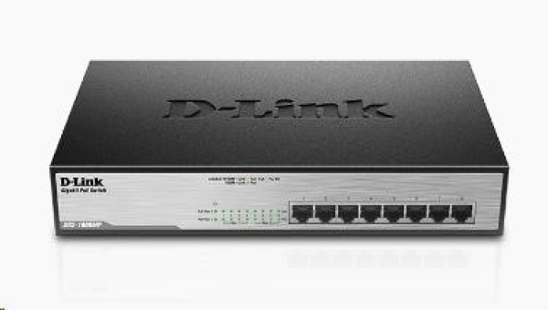 D-Link DGS-1008MP 8-port Gigabit PoE switch, 8x gigabit PoE RJ45, PoE budget 140W