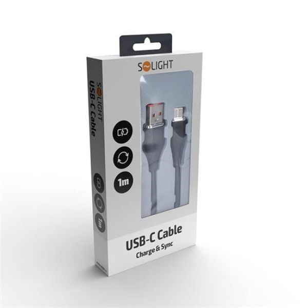 Solight USB-C kabel, USB 2.0 A konektor - USB-C 3.1 konektor, silikon, 1m