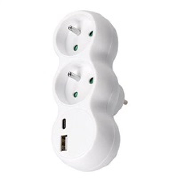 Solight rozbočka s USB A+C nabíječkou, 2 x 10A, bílá?v=1762296004