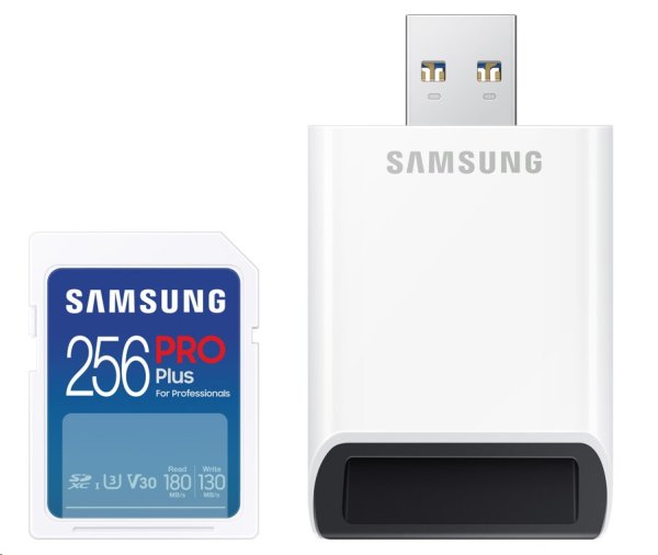 Samsung/micro SDXC/256GB/180MBps/USB 3.0/USB-A/Class 10/+ Adaptér/Modrá