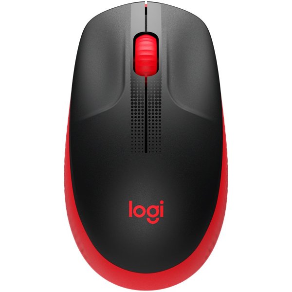 Logitech M190/Kancelářská/Optická/Bezdrátová USB/Černá-červená