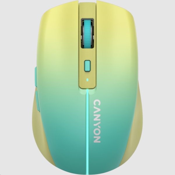 CANYON myš optická bezdrátová MW-44, LED Backlight, 800/1200/1600 dpi, 8 tl, BT+2,4GHz, bat 500mAh, žlutomodrá gradient