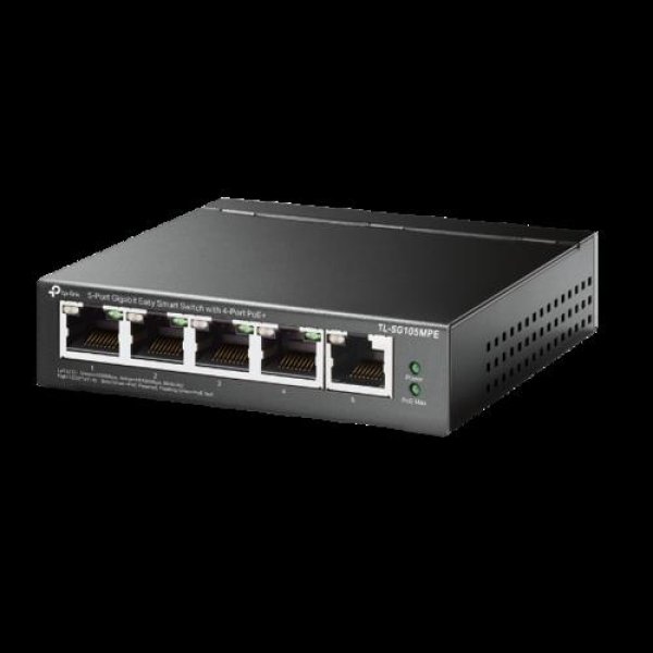 TP-Link Easy Smart switch TL-SG105MPE (5xGbE, 4xPoE+, 120W, fanless)