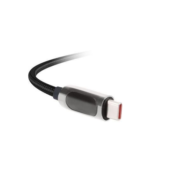 Solight USB-C kabel s displejem, USB-C konektor - USB-C konektor, 100W, 2m