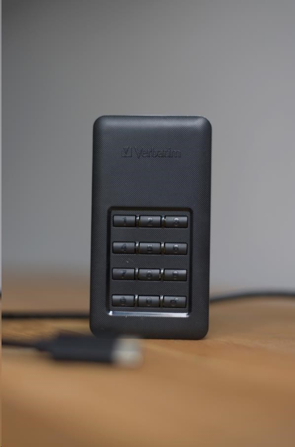 SSD Verbatim 2.5", USB 3.0 (3.2 Gen 1), 256GB, GB, Store N Go Secure, 53402, šifrovaný, s numerickou klávesnicí, konektor USB-C, G
