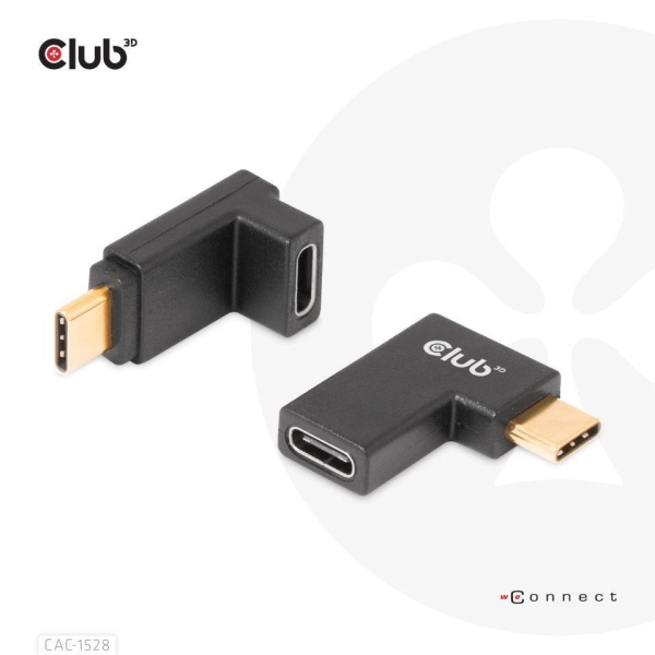 Club3D set adapterů USB-C Gen2 angled adapter set of 2, 4K120Hz, 240W, (M/F)