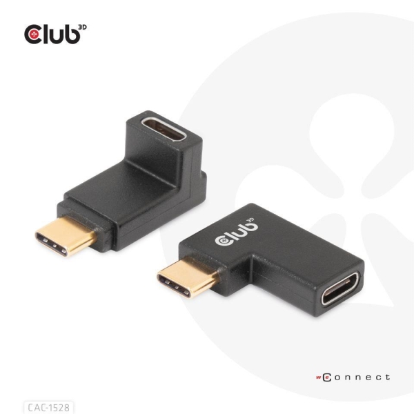 Club3D set adapterů USB-C Gen2 angled adapter set of 2, 4K120Hz, 240W, (M/F)