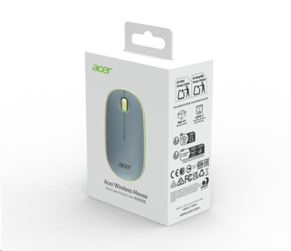 ACER Acer Wireless Bubble Mouse Blue - RF2.4G, 1600 dpi, 102x60x32 mm, 60g bez AA baterie, retail pack