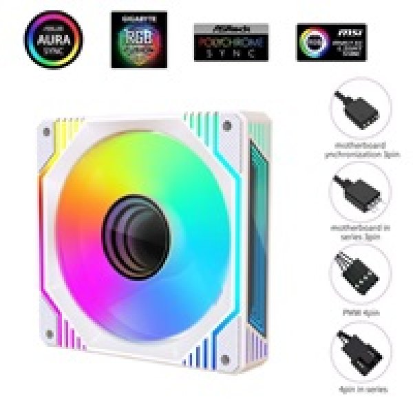 1stCOOL ventilátor AURA EVO Mirror ARGB 120mm bílý (do CASE, white)