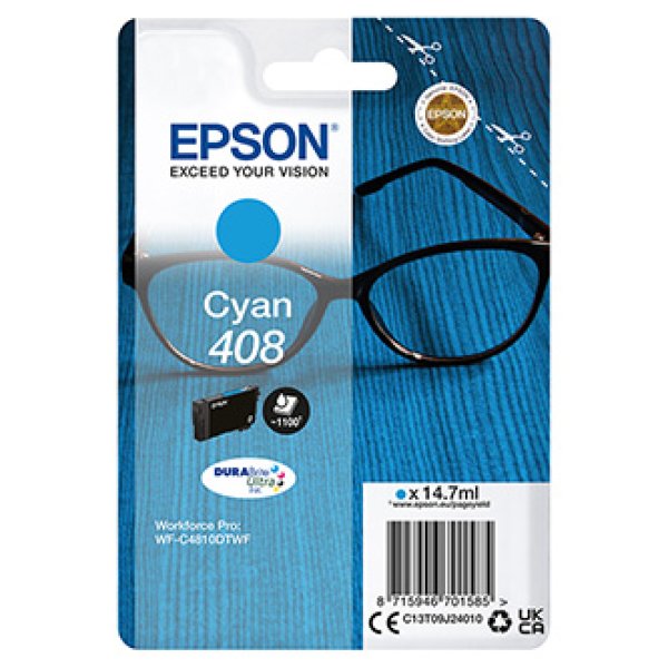 Náplň EPSON C13T09J24010, 408 DURABrite Ultra Ink azurová (14,7 ml)