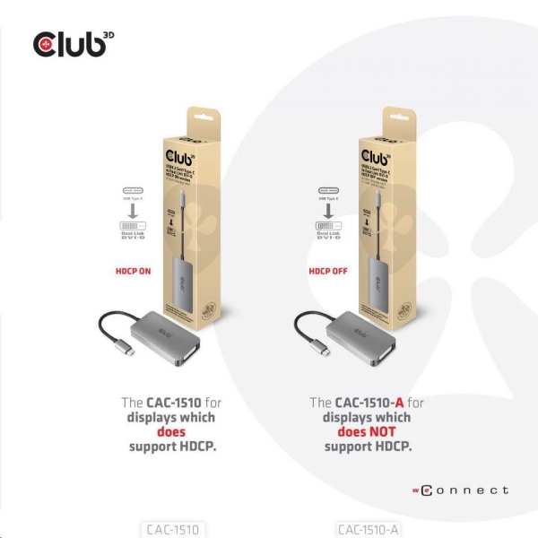 Club3D Adaptér aktivní USB 3.2 typ C na DVI-D Dual Link 4K30Hz pro Apple Cinema Display, HDCP off