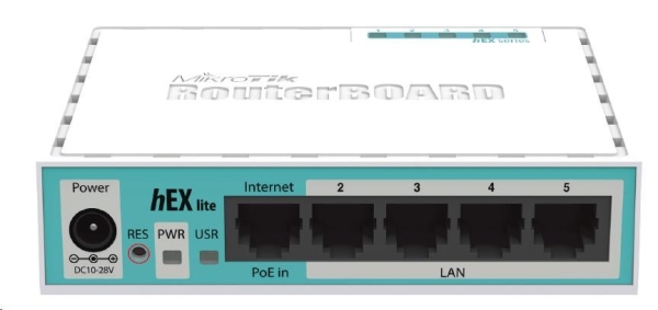 MikroTik RouterBOARD hEX lite, 850MHz CPU, 64MB RAM, 5x LAN, vč. L4 licence