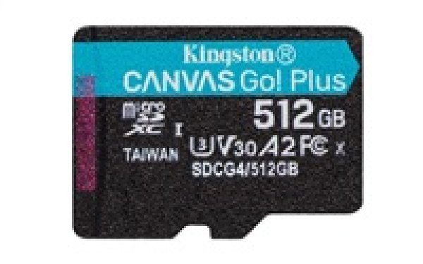 Kingston paměťová karta 512GB microSDXC Canvas Go Plus Gen4 A2 U3 V30 Card + ADP