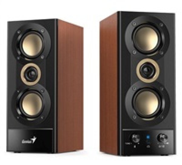 GENIUS repro SP-HF800BT 2.0, 20W, 3,5mm jack, Bluetooth 5.3, USB, dřevěné, černo-hněd