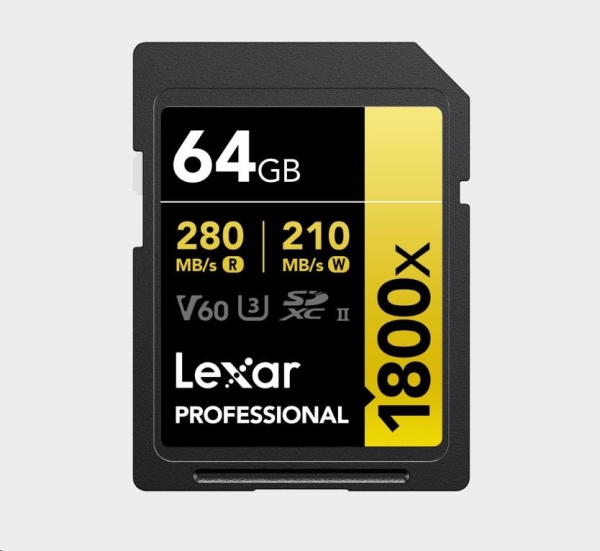 Lexar SDXC Pro 1800x U3 UHS-II R280/W210 (V60) 64GB?v=1765233604