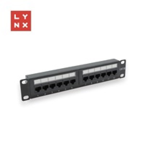 LYNX 10" patch panel 12-port, UTP Cat5e, 50µ, nestíněný, černý?v=1755466814