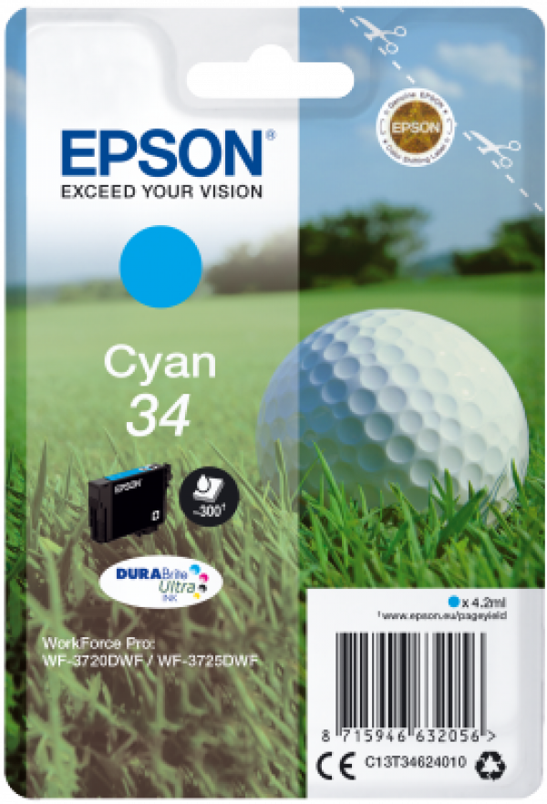 Náplň Epson 34, C13T34624010 azurová