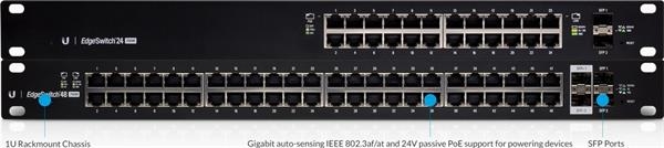 UBNT EdgeSwitch ES-24-250W [26Gbps, 250W, aktivní (802.3af/at) i pasivní (24V) PoE, 2xSFP, L2/L3]