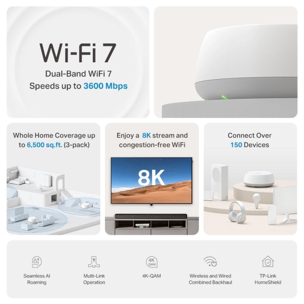 TP-Link Deco BE22(2-pack) WiFi7 Mesh (BE3600,2,4GHz/5GHz,2xGbELAN/WAN)