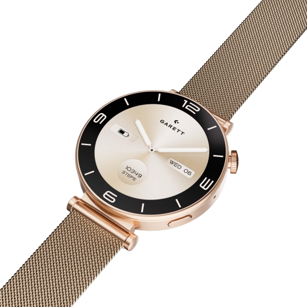Garett Smartwatch Rose Gold Mesh steel