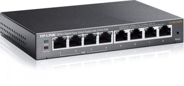 TP-Link Easy Smart switch TL-SG108PE (8xGbE, 4xPoE+, 64W, fanless)