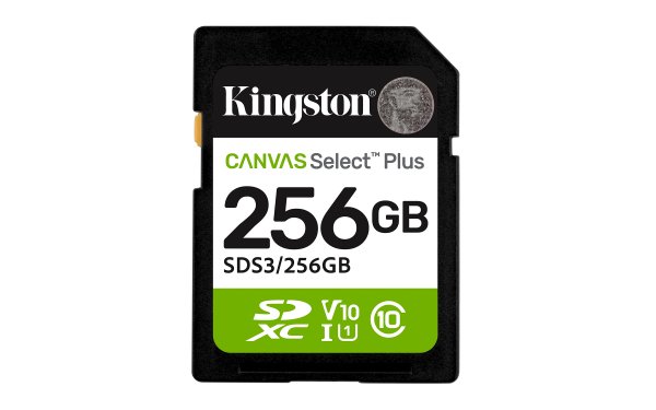 Kingston paměťová karta 256GB Canvas Select Plus Gen 3 SDXC 150R U1 UHS-I C10 V10
