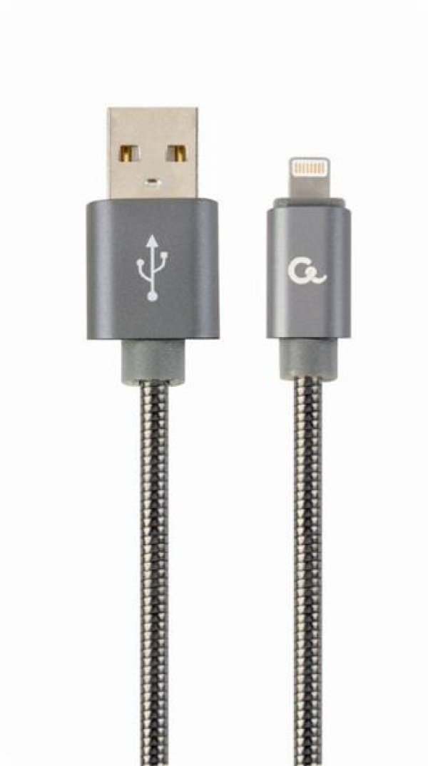 Gembird kábel nabíjací Lightning 8-pin (M) na USB 2.0 (M), prémiový, metalicky opletený, 1 m, šedý?v=1762036806