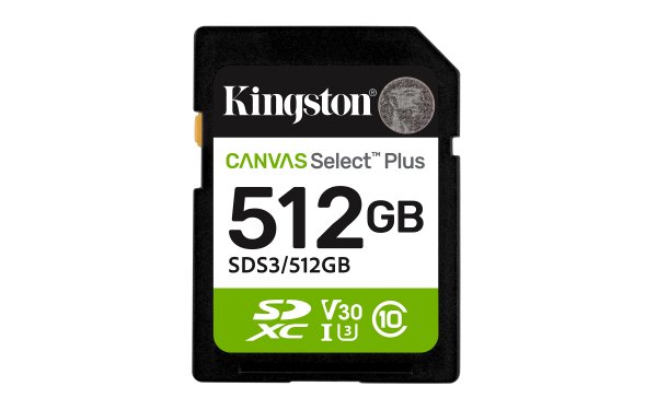 Kingston paměťová karta 512GB Canvas Select Plus Gen 3 SDXC 150R U1 UHS-I C10 V10