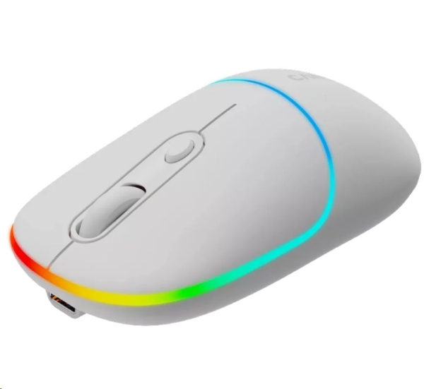 CANYON myš optická bezdrátová MW-22, RGB, 800/1200/1600 dpi, 4 tl, BT+2,4GHz, baterie 650mAh, snow white