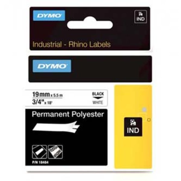 Dymo originální páska do tiskárny štítků, Dymo, 18484, černý tisk/bílý podklad, 5.5m, 19mm, RHINO permanentní polyesterová D1?v=1750075202