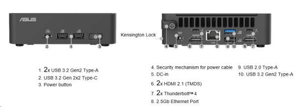 ASUS NUC 15 Pro RNUC15CRKI300002/Intel Core 3-100U/DDR5/USB 7x/LAN/WiFi/Intel Graphics/M.2/Slim/L6 Kit/EU power cord