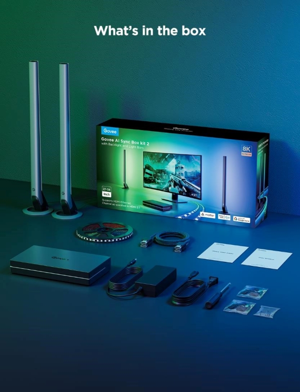 Govee AI Sync Box Kit 2 Smart sada PC osvětlení 27-34" + LED panely